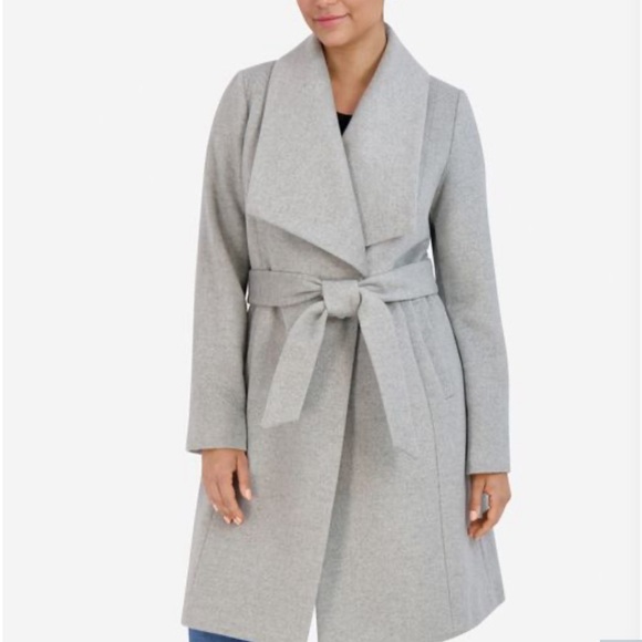 Cole Haan > Women's Oversized Collar Wrap Coat - Picture 1 of 8